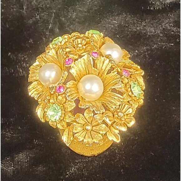 Vintage Florenza Gold-Toned Floral Trinket Box - Picture 13 of 13